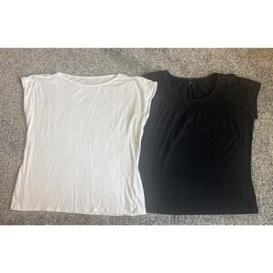 Talbots Women’s Blouse Lot Of 2 White Black Size Large Petite